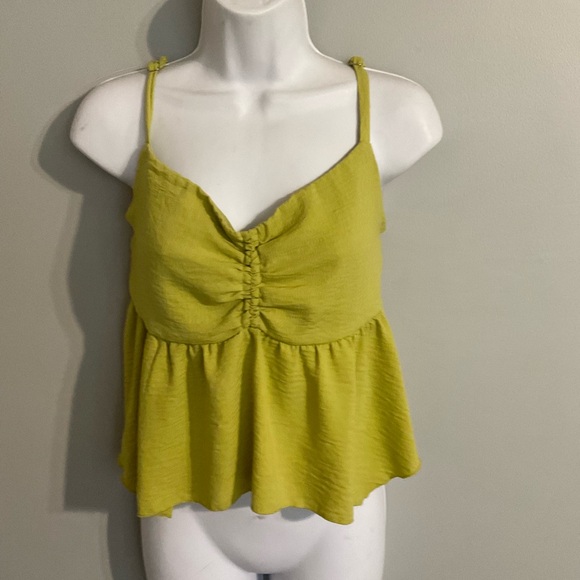 KIRIOUS LOS ANGELES Tops - Kirious Los Angeles Vibrant Lime Green Ruched Crop Top Medium